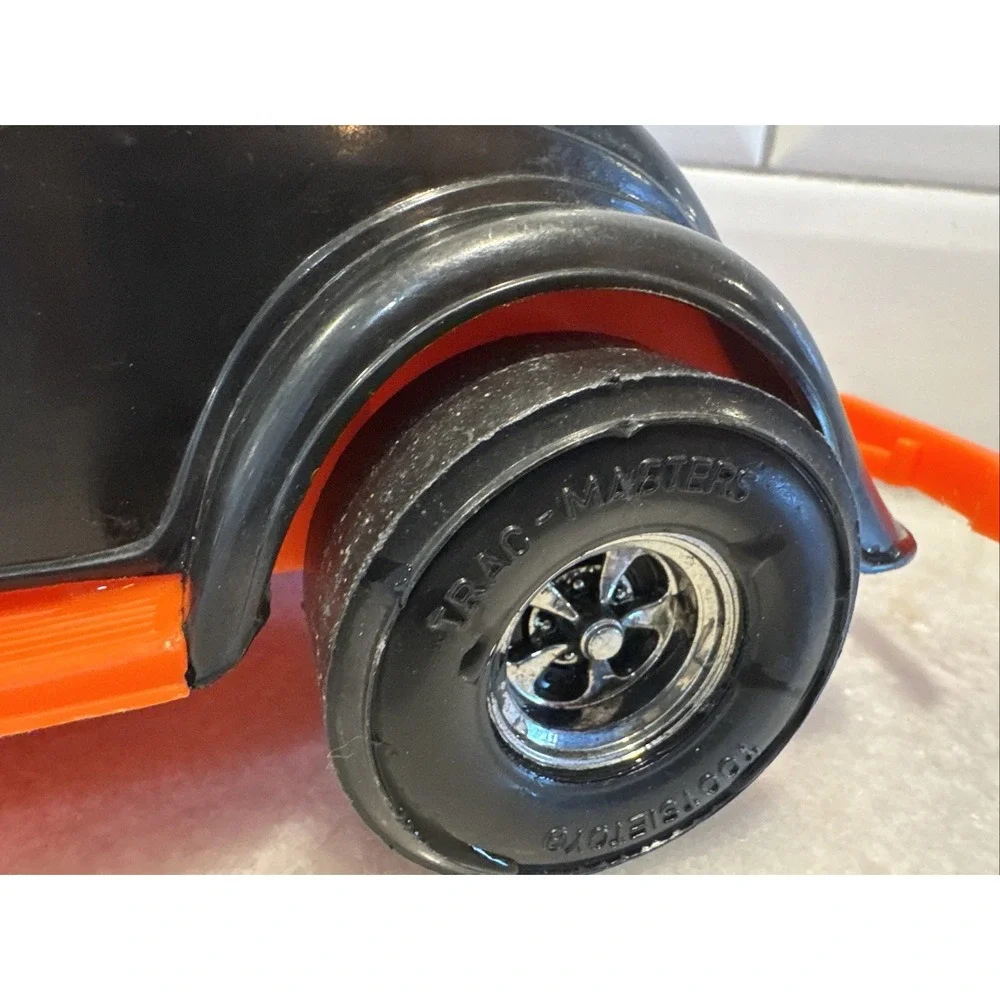 Vintage Durant Plastics Black 1934 Ford Victoria Toy Car With Orange Flames‎